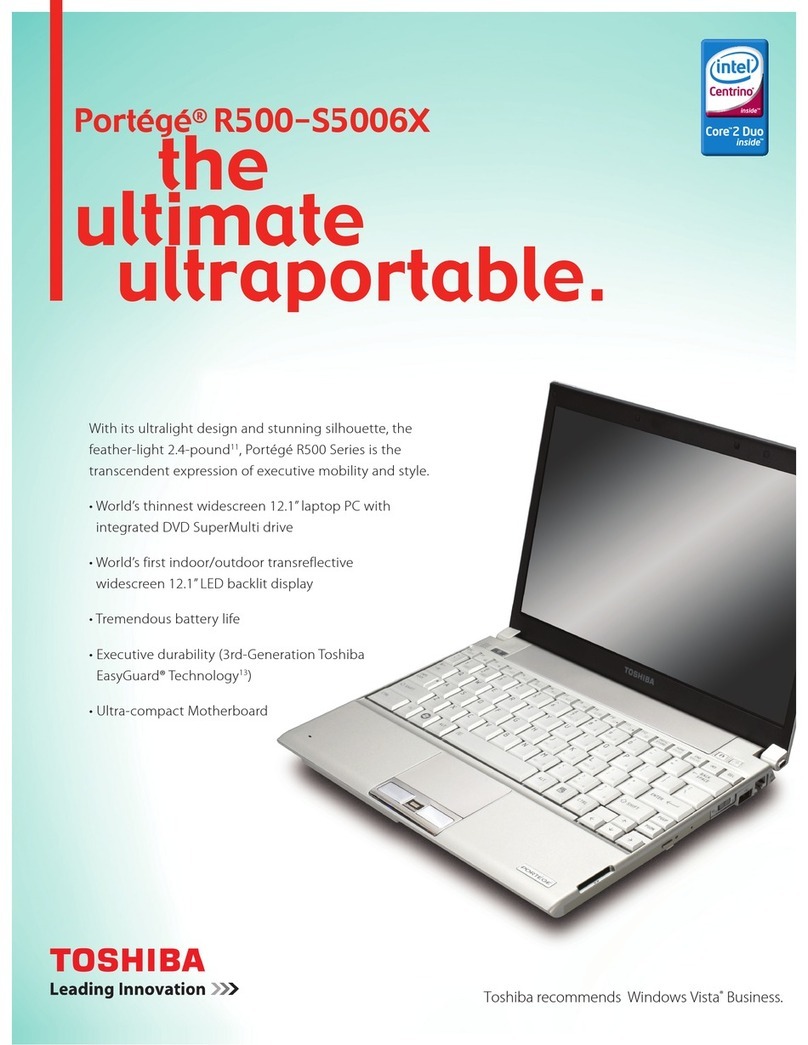 Toshiba R500 S5006X - Portege - Core 2 Duo 1.33 GHz Specification sheet
