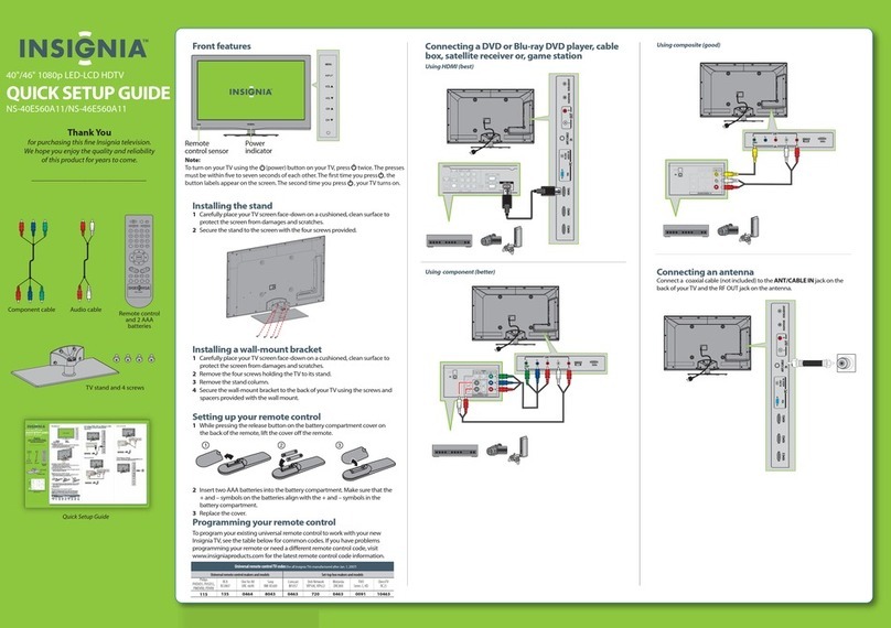 Insignia NS-40E560A11 Quick setup guide