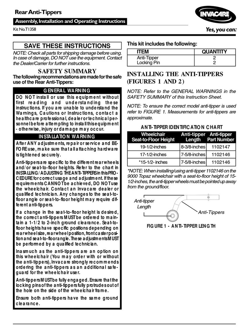 Invacare T1358 Assembly instructions
