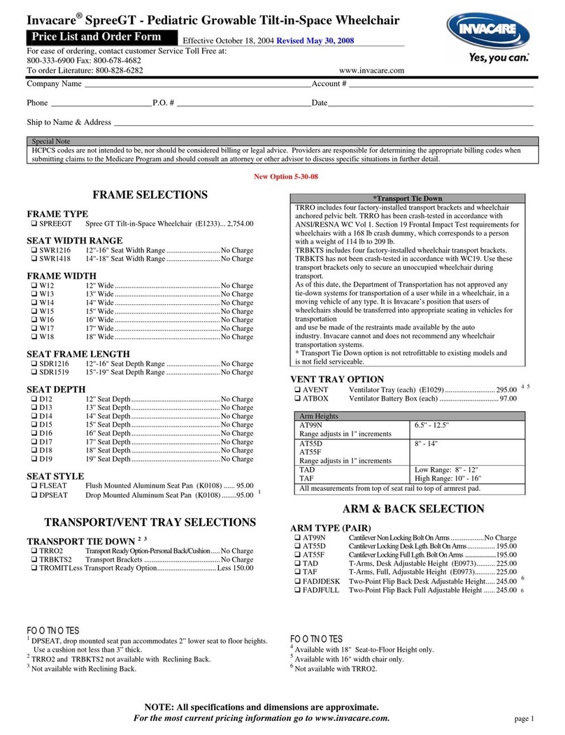 Invacare Spree GT Instruction Manual