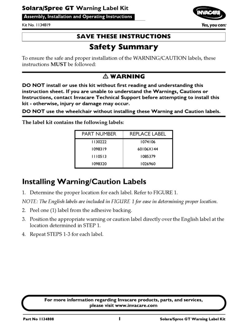 Invacare Solara/Spree GT 1134808 User manual