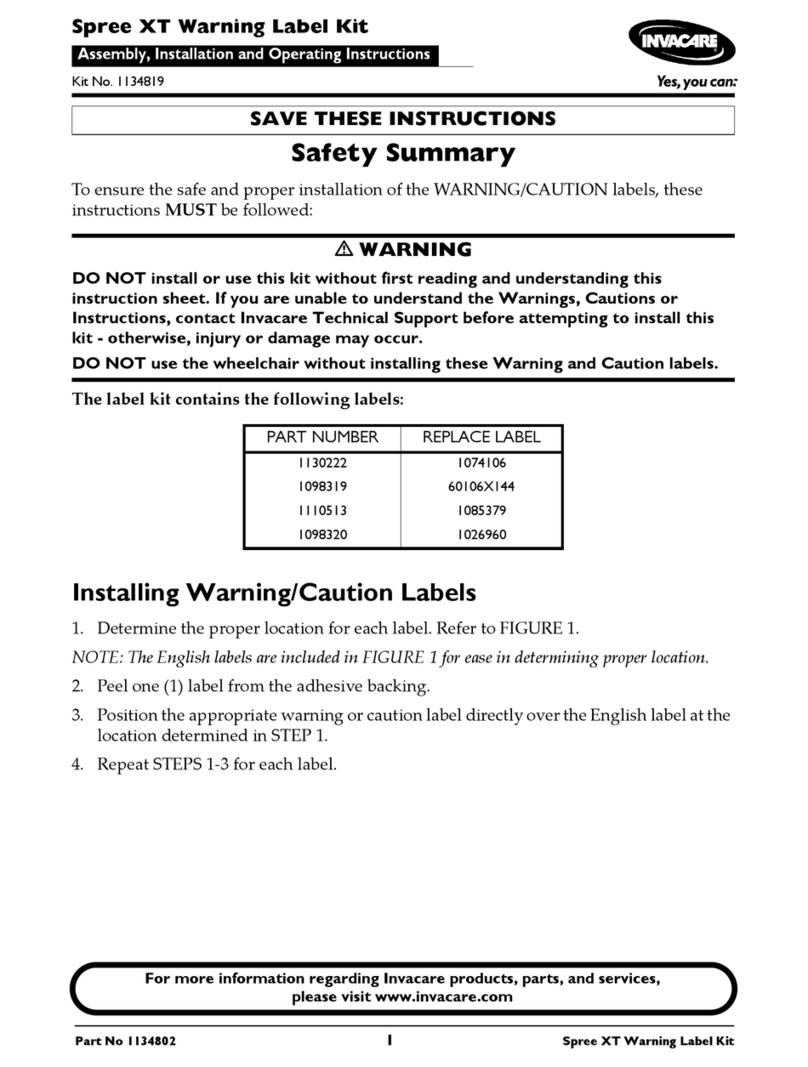 Invacare Solara/Spree GT 1098319 Installation and operating instructions Invacare Solara/Spree GT 1098319 Installation and operating instructions