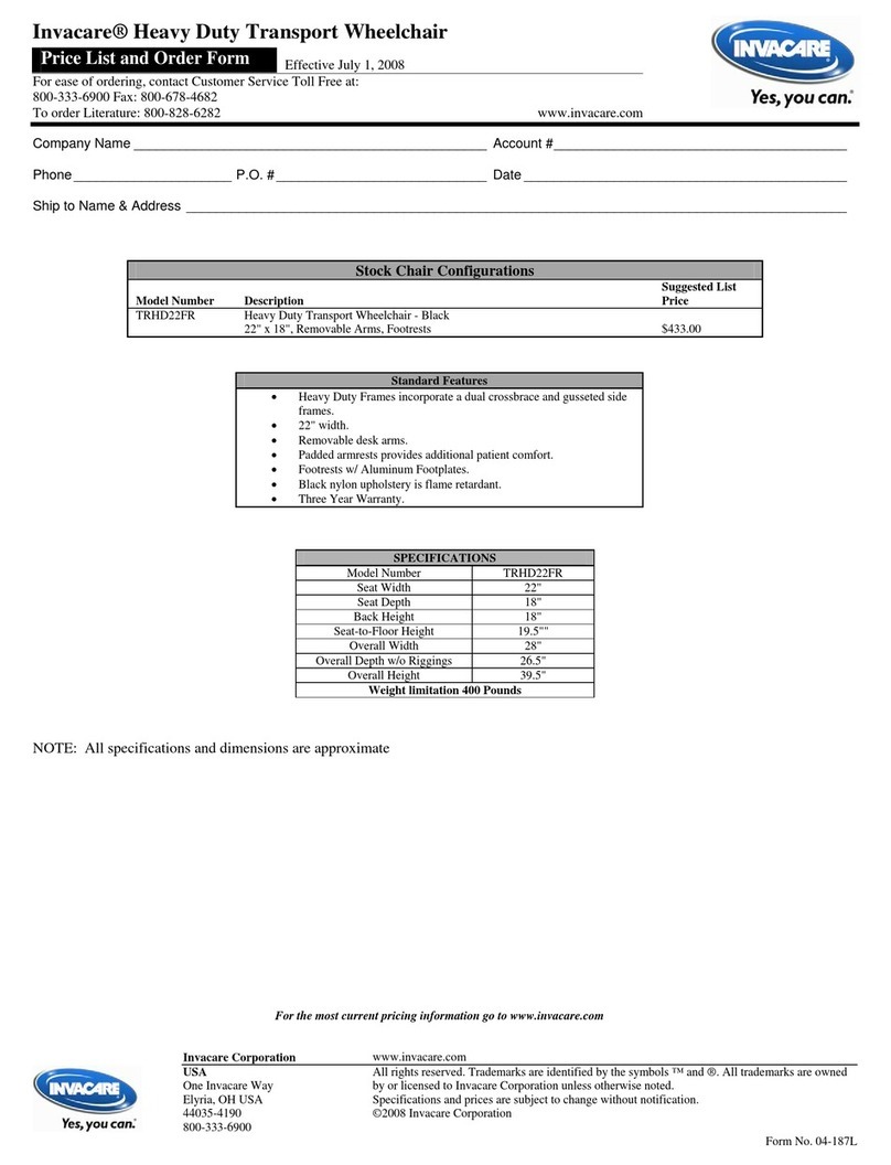 Invacare TRHD22HR parts list