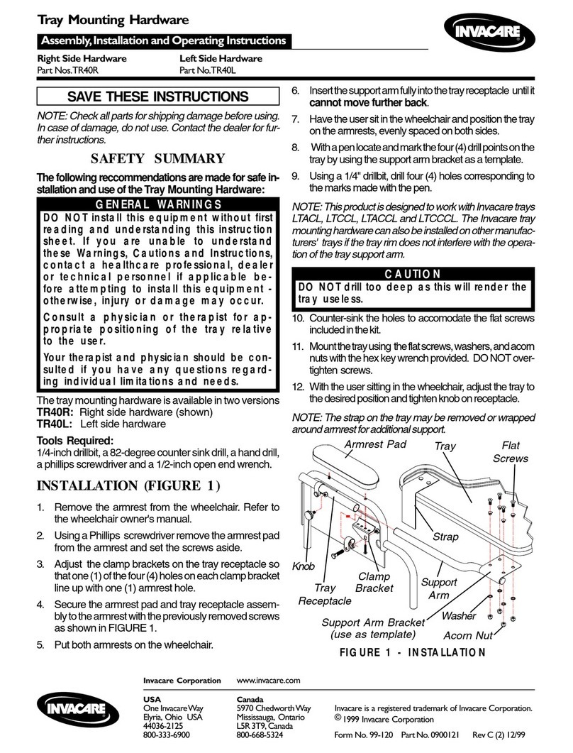 Invacare TR40L Assembly instructions