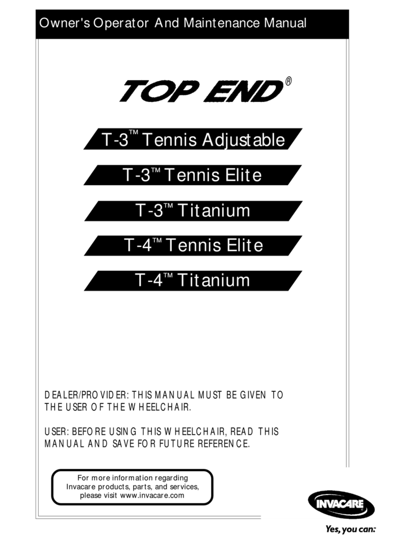 Invacare Top End T-3 Tennis Adjustable Operating and maintenance manual