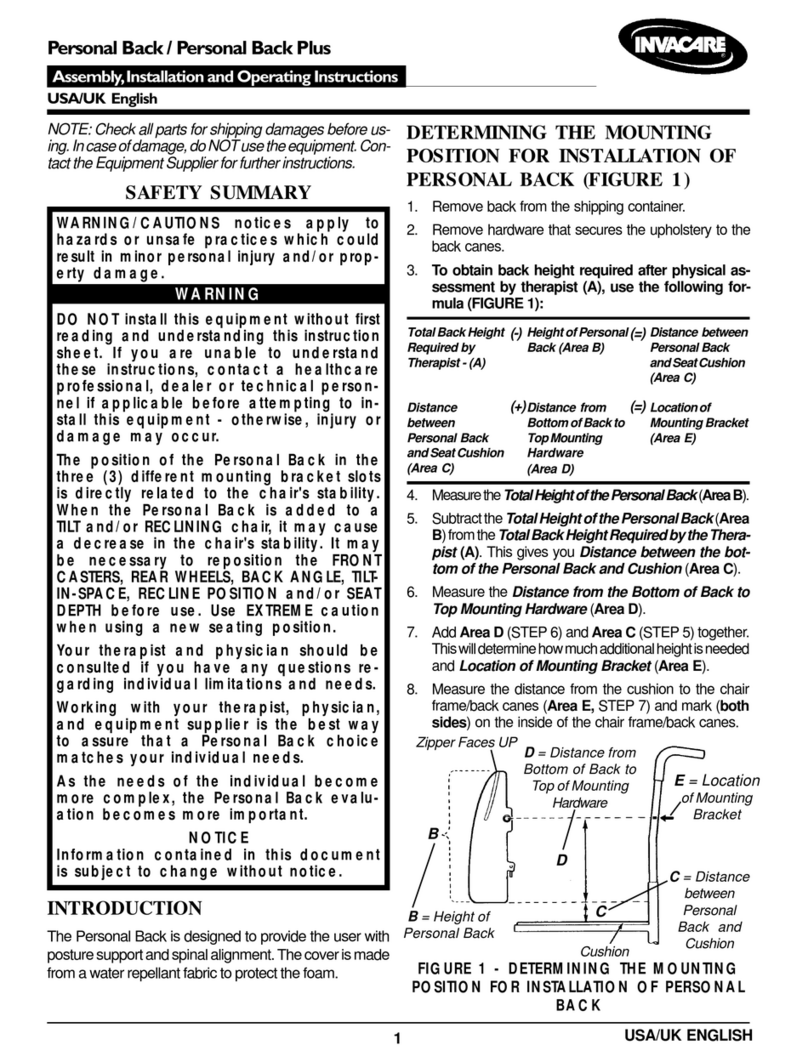 Invacare Personal Back User manual