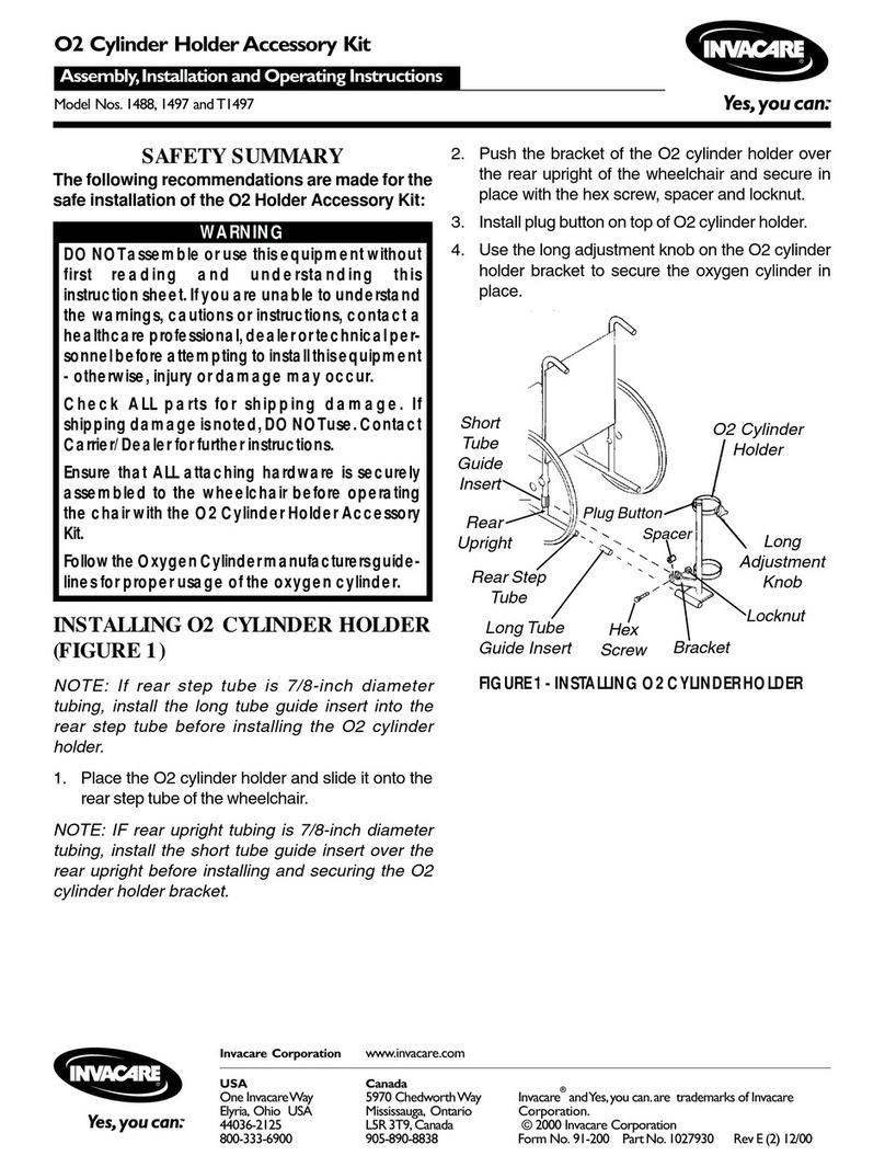 Invacare O2 Holder Accessory Kit 1488 Installation and operating instructions Invacare O2 Holder Accessory Kit 1488 Installation and operating instructions
