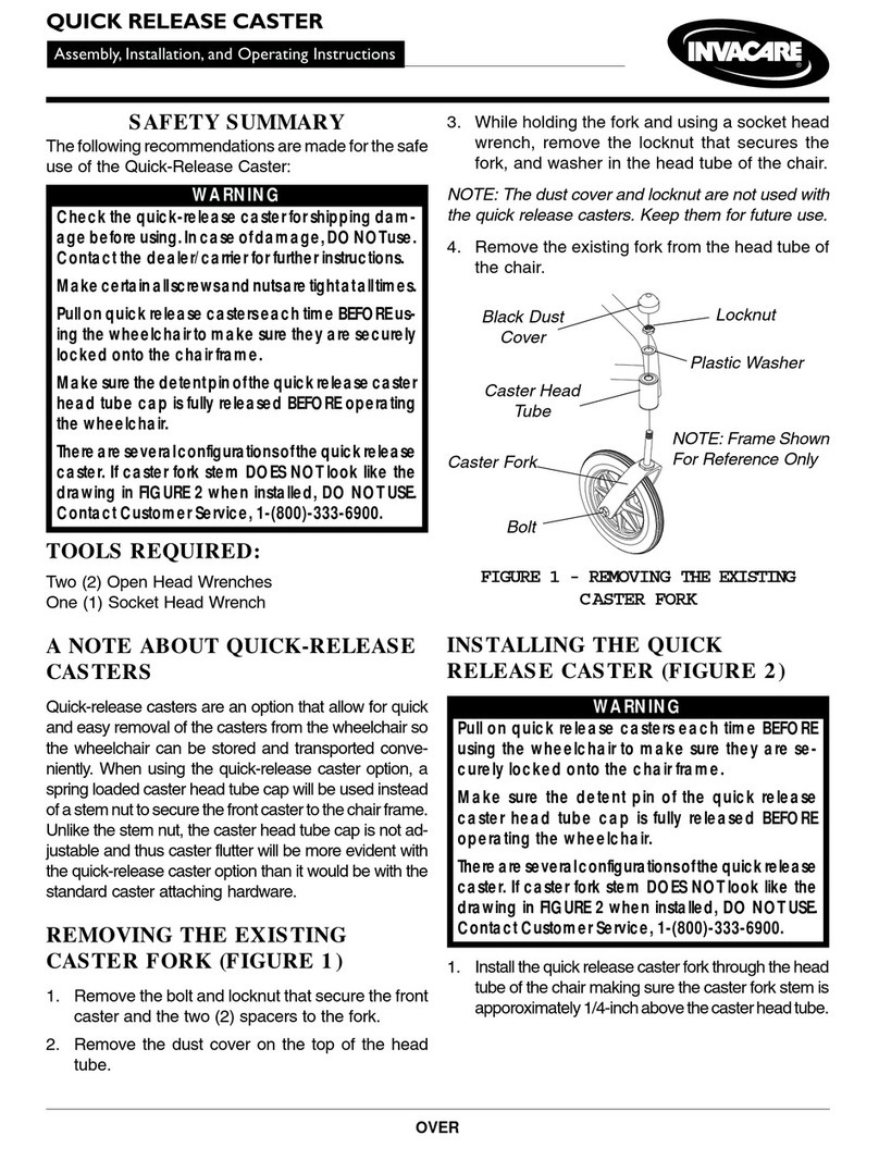Invacare Quick Release Caster User manual