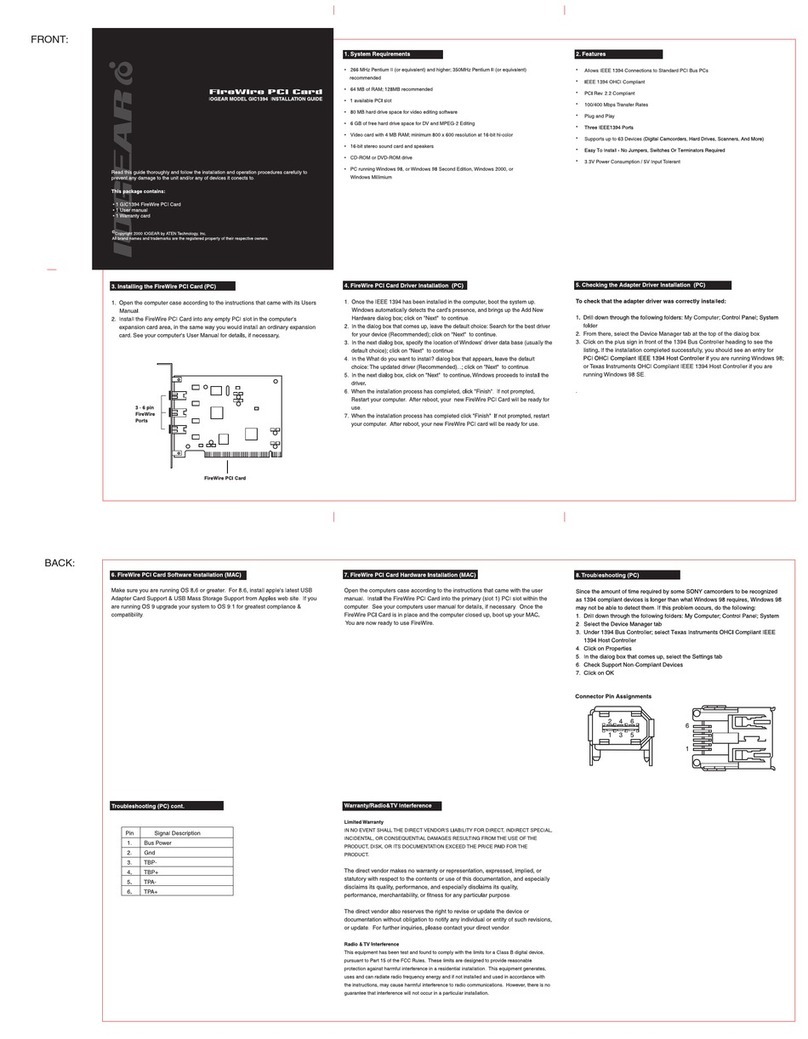 IOGear GIC1394 User manual