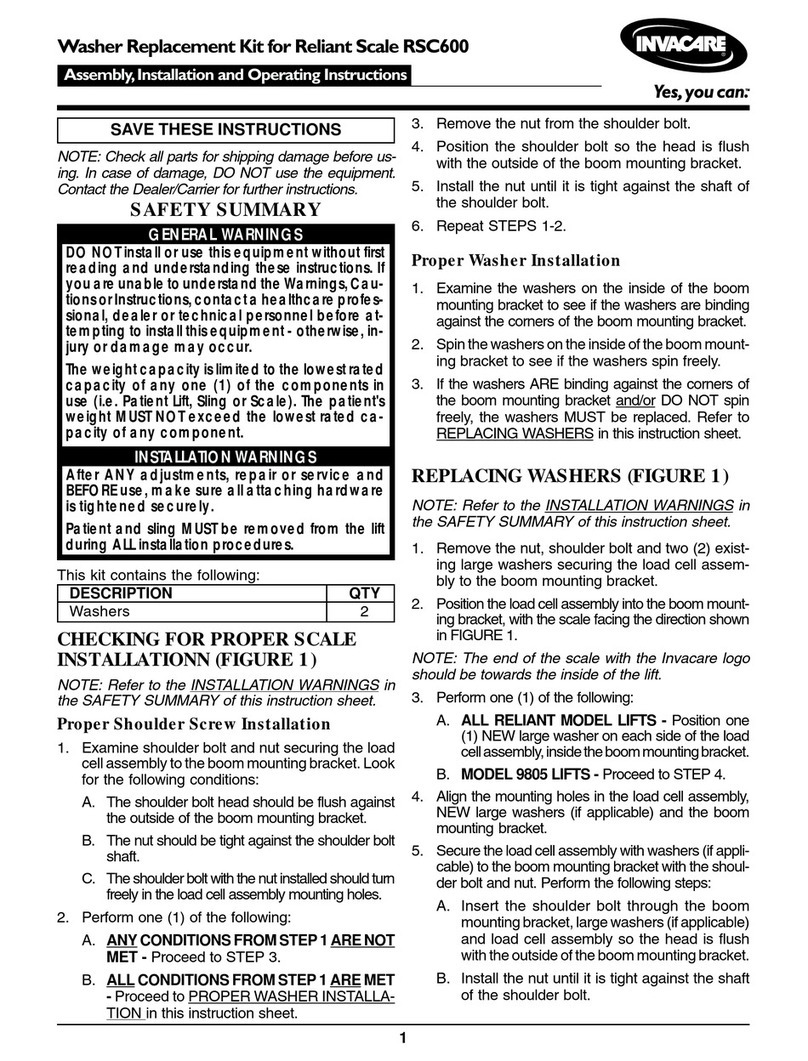 Invacare RSC600 Assembly, installation and operating instructions