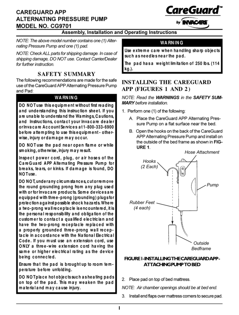 Invacare CareGuard CG9701 Assembly, installation and operating instructions Invacare CareGuard CG9701 Assembly, installation and operating instructions