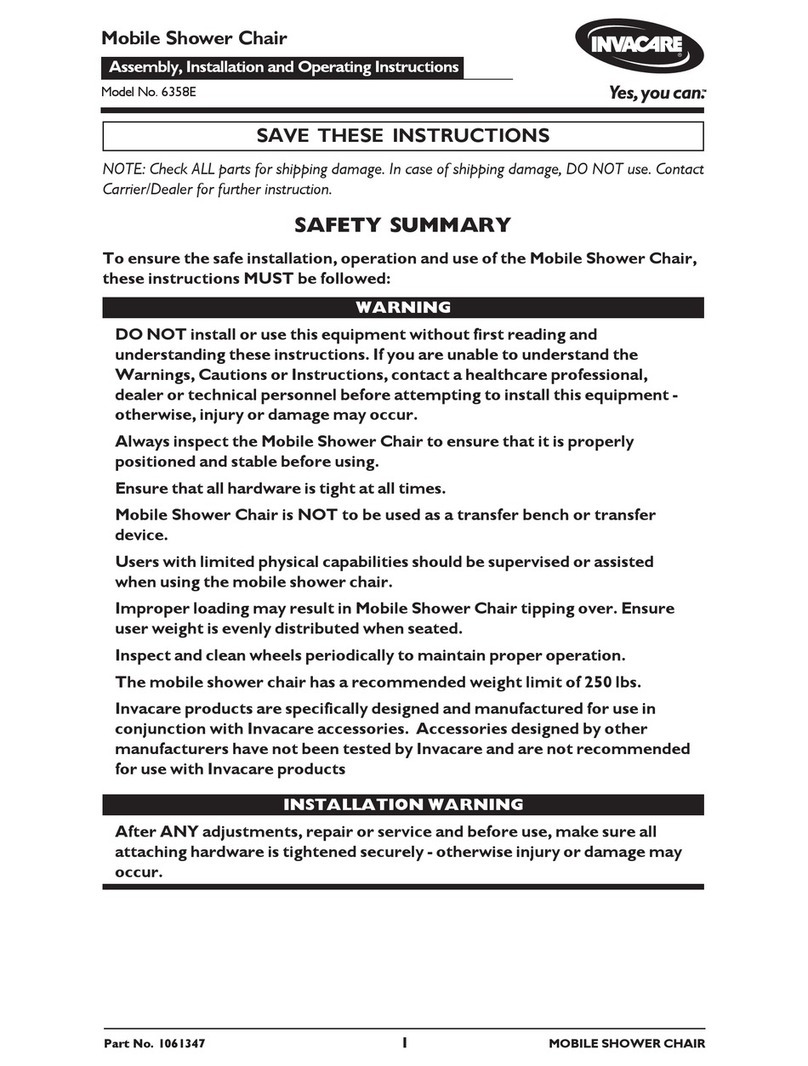 Invacare 6358E Assembly instructions Invacare 6358E Assembly instructions