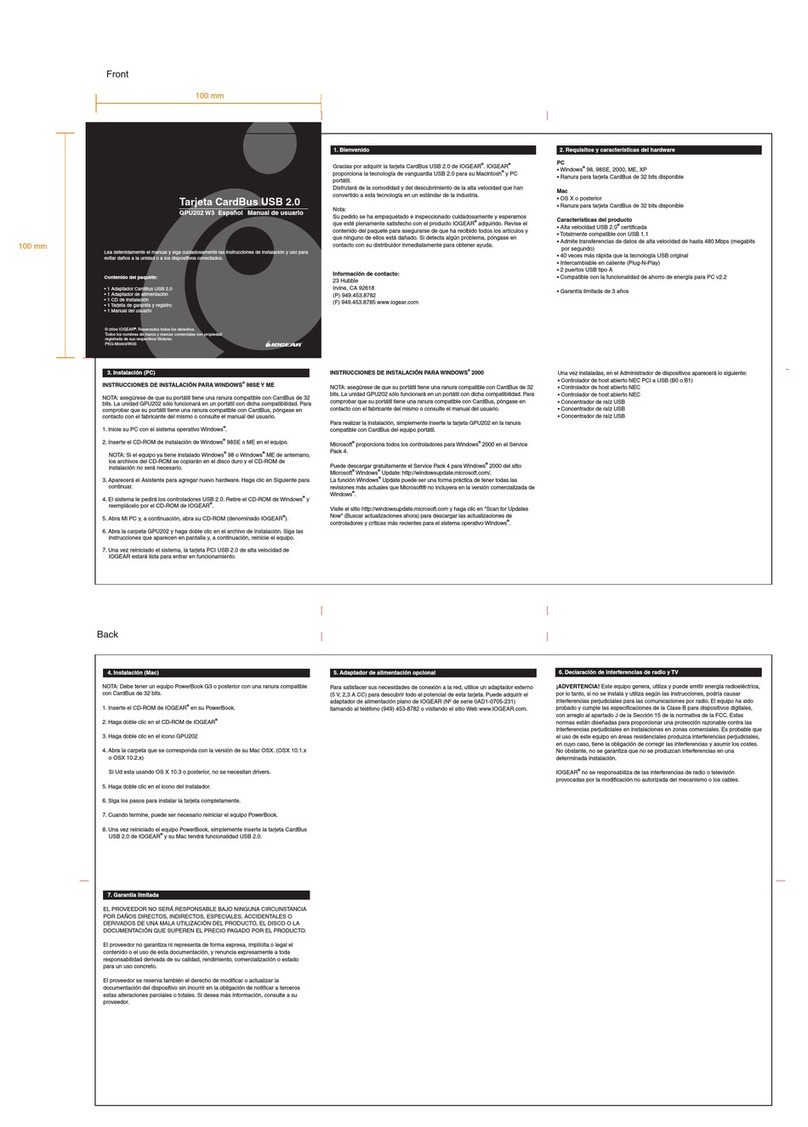 IOGear Cardbus Card GPU202  GPU202 GPU202 Instruction Manual