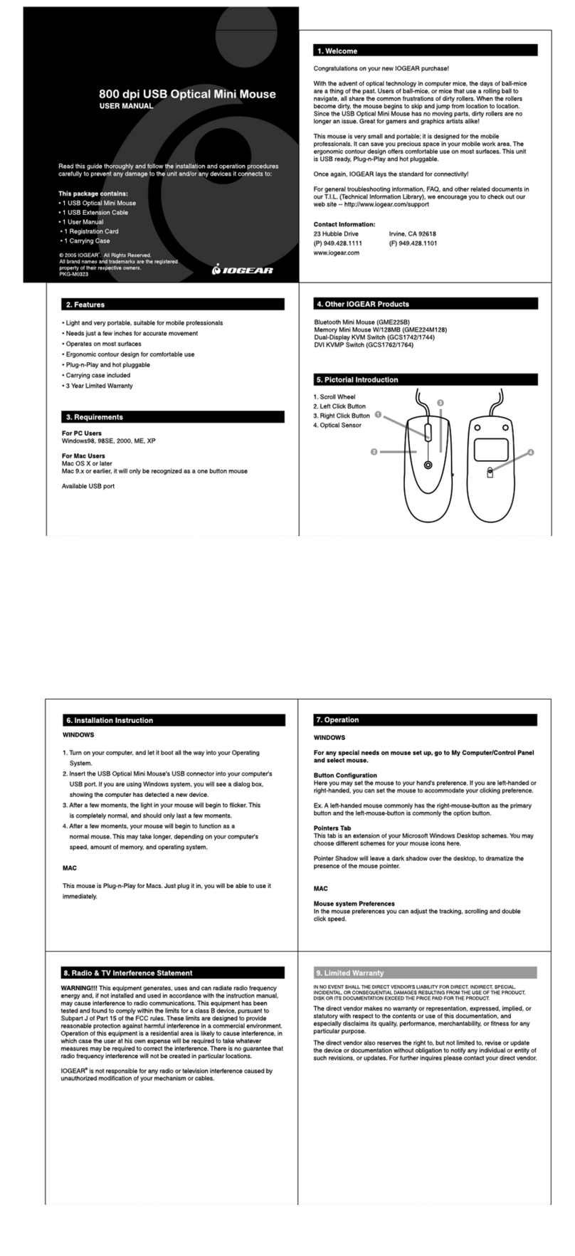 IOGear 800 dpi user manual