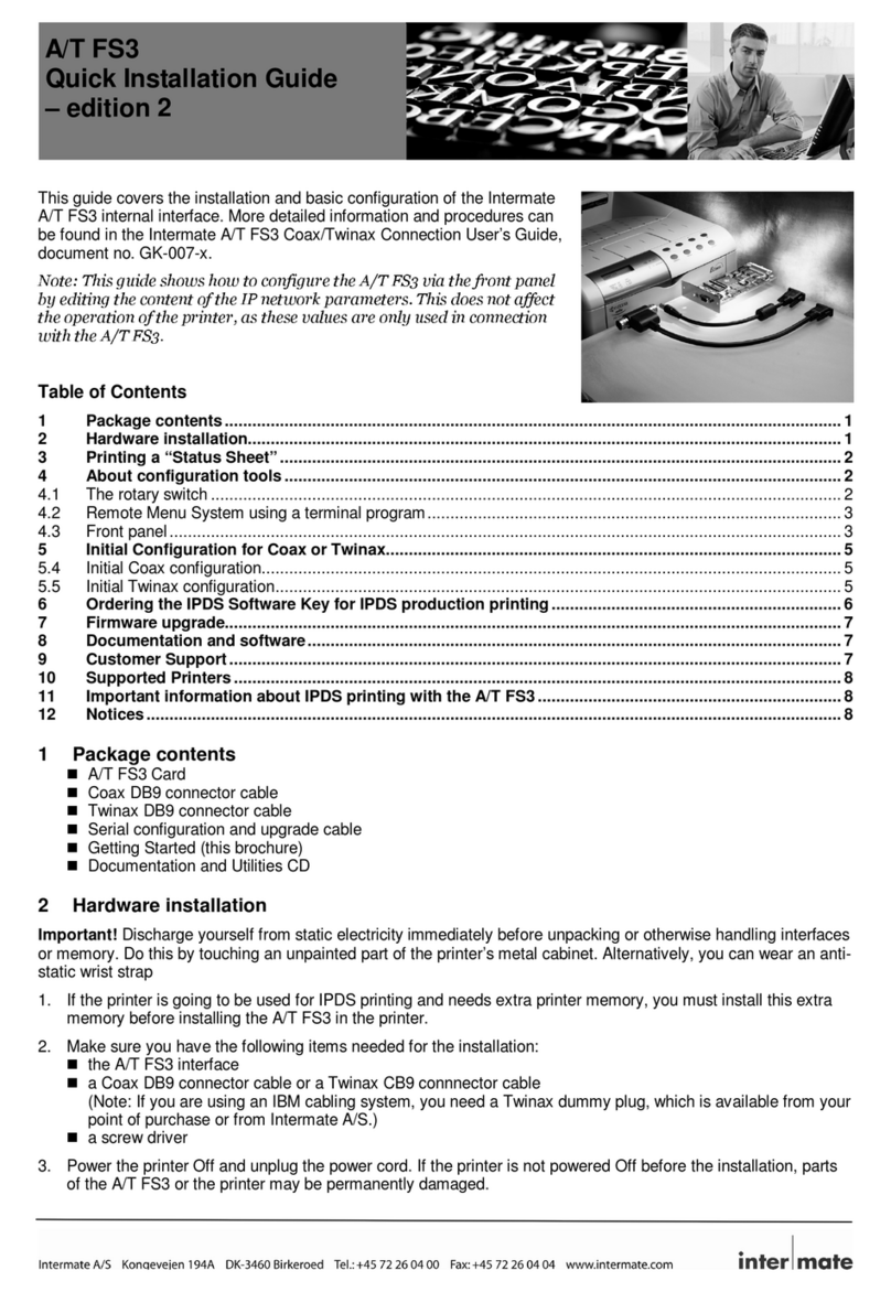 Intermate Network Adapter A/T FS3 Quick installation guide Intermate Network Adapter A/T FS3 Quick installation guide