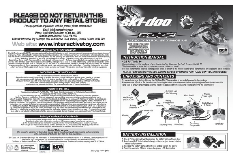 INTERACTIVE TOY CONCEPTS SKI-DOO MX Z User manual
