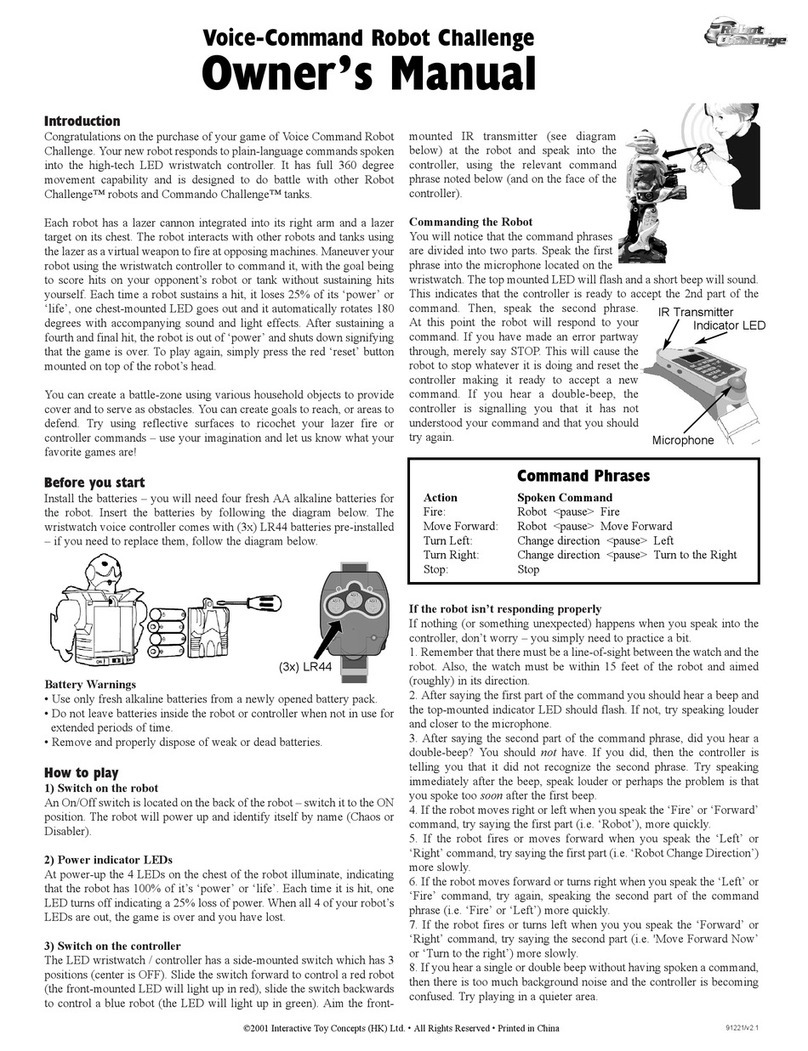 INTERACTIVE TOY CONCEPTS Voice Command Robot Challenge owner's manual