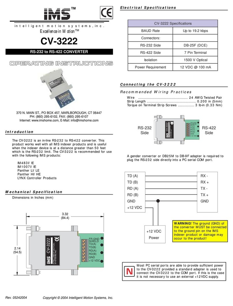 Intelligent Motion Systems RS-232 to RS-422 Converter CV-3222 operating instructions