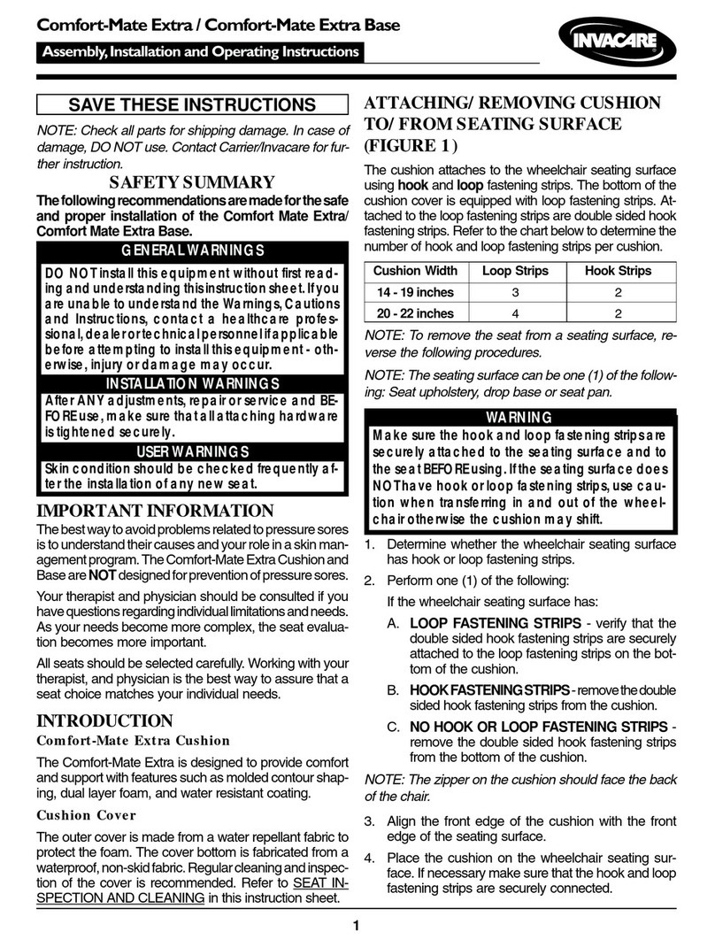 Invacare Comfort-Mate Extra / Comfort-Mate Extra Base Installation and operating instructions