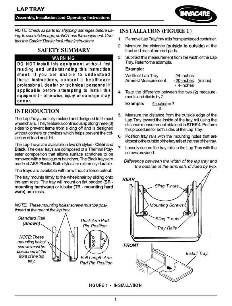 Invacare Lap Tray Installation & operating instructions Invacare Lap Tray Installation & operating instructions