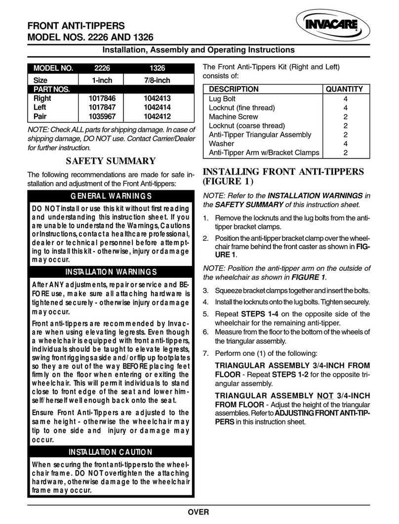 Invacare Front Anti Tippers 1326 User manual