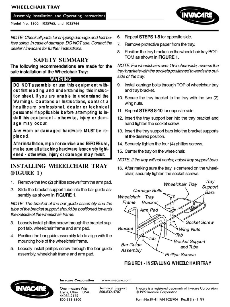 Invacare 1035965 Assembly, installation and operating instructions
