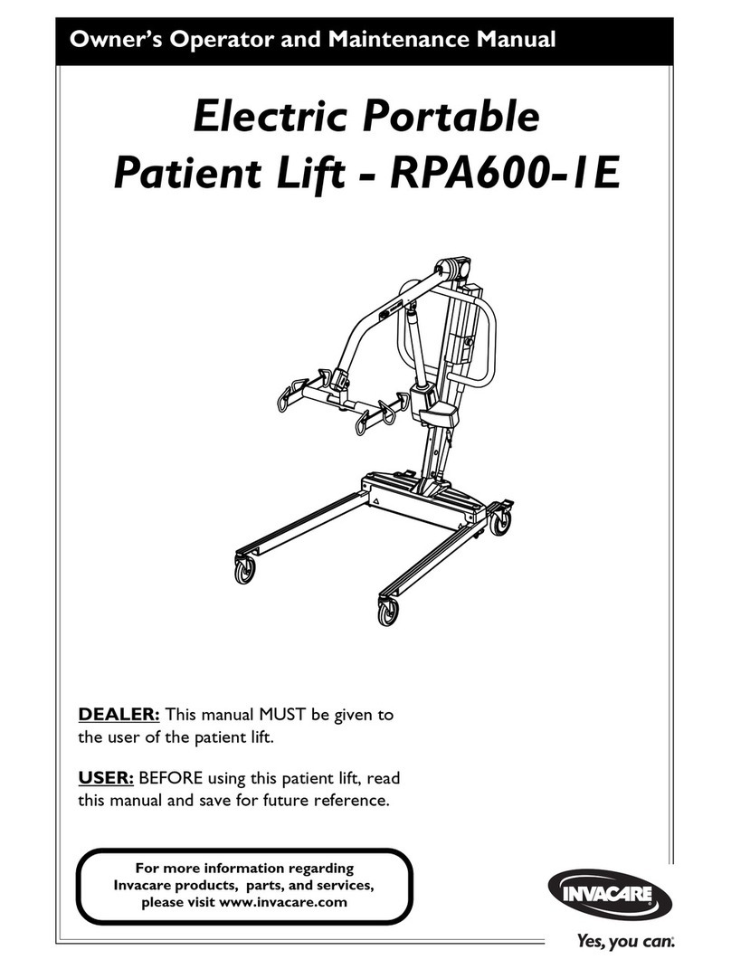 Invacare Electric Portable Patient Lift RPA600-1E Installation and operation manual