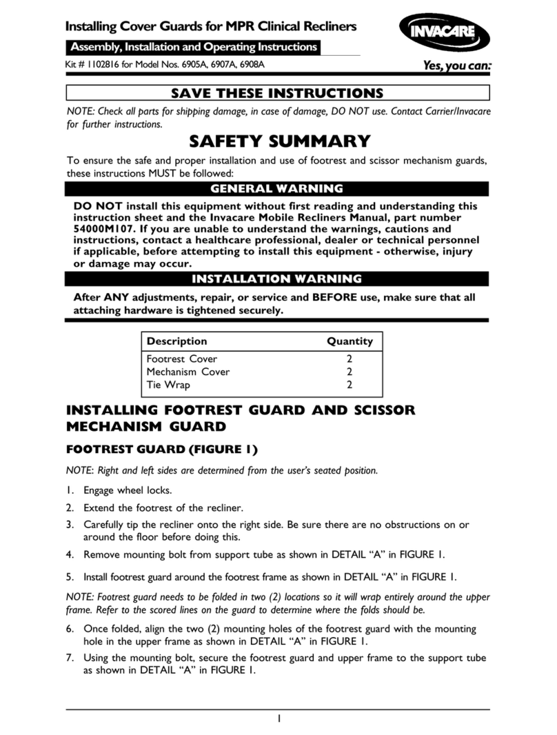 Invacare 6905A Assembly, installation and operating instructions
