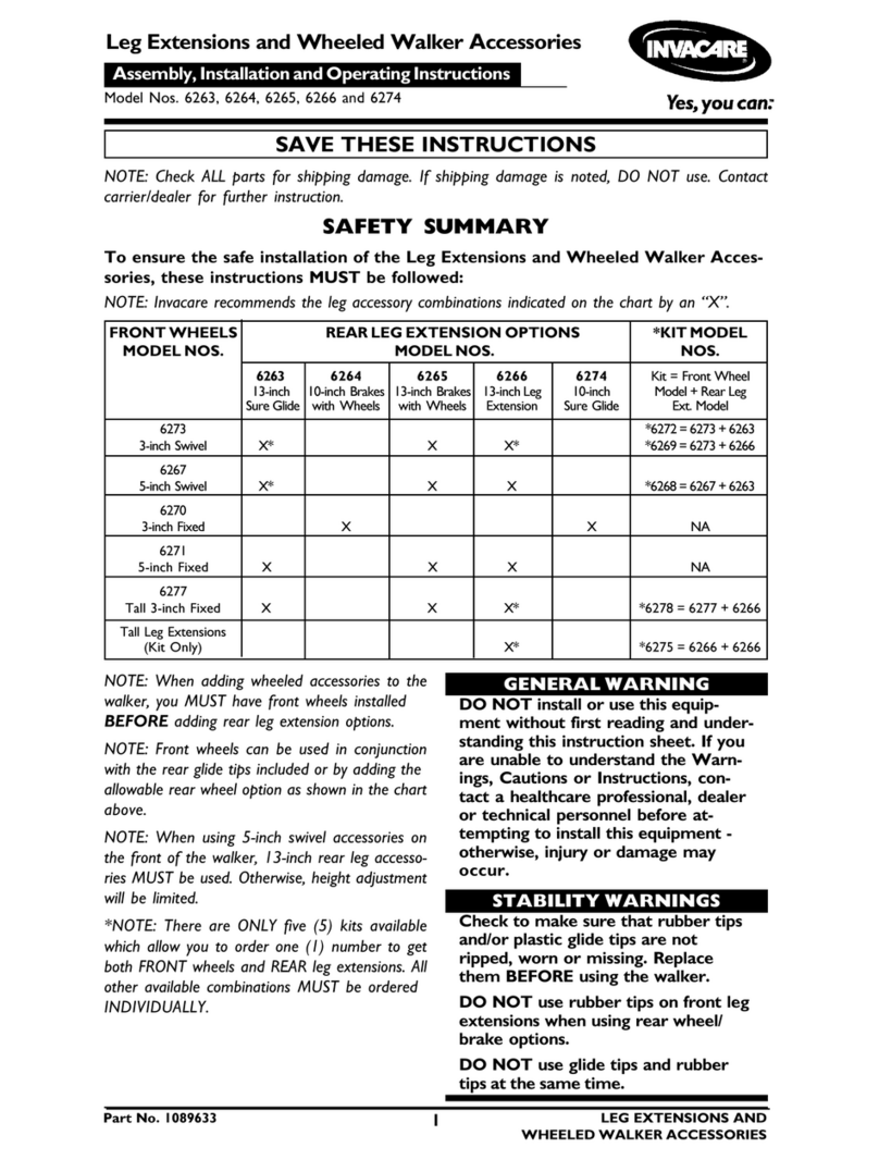 Invacare 6263 User manual