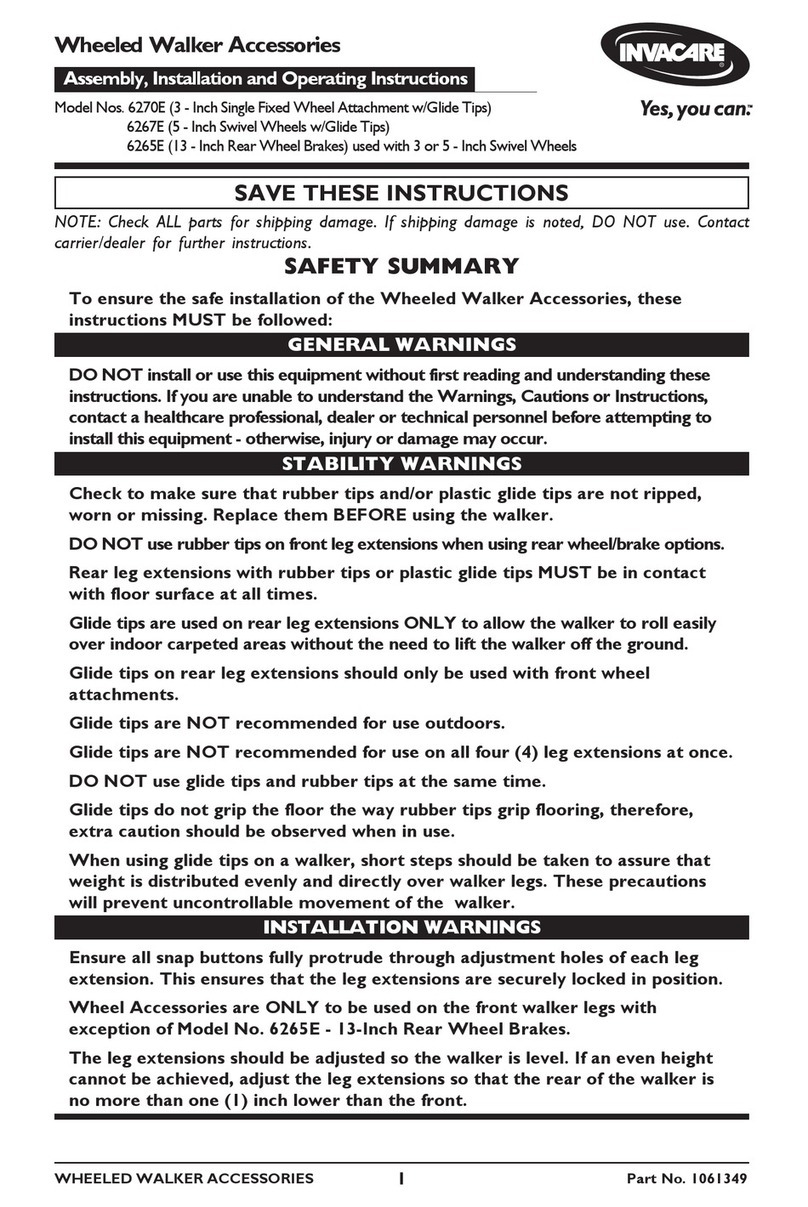 Invacare 6265E Assembly, installation and operating instructions Invacare 6265E Assembly, installation and operating instructions