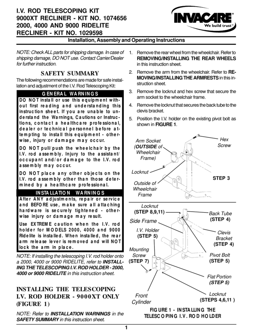 Invacare Action 2000 Installation, assembly and operating instructions