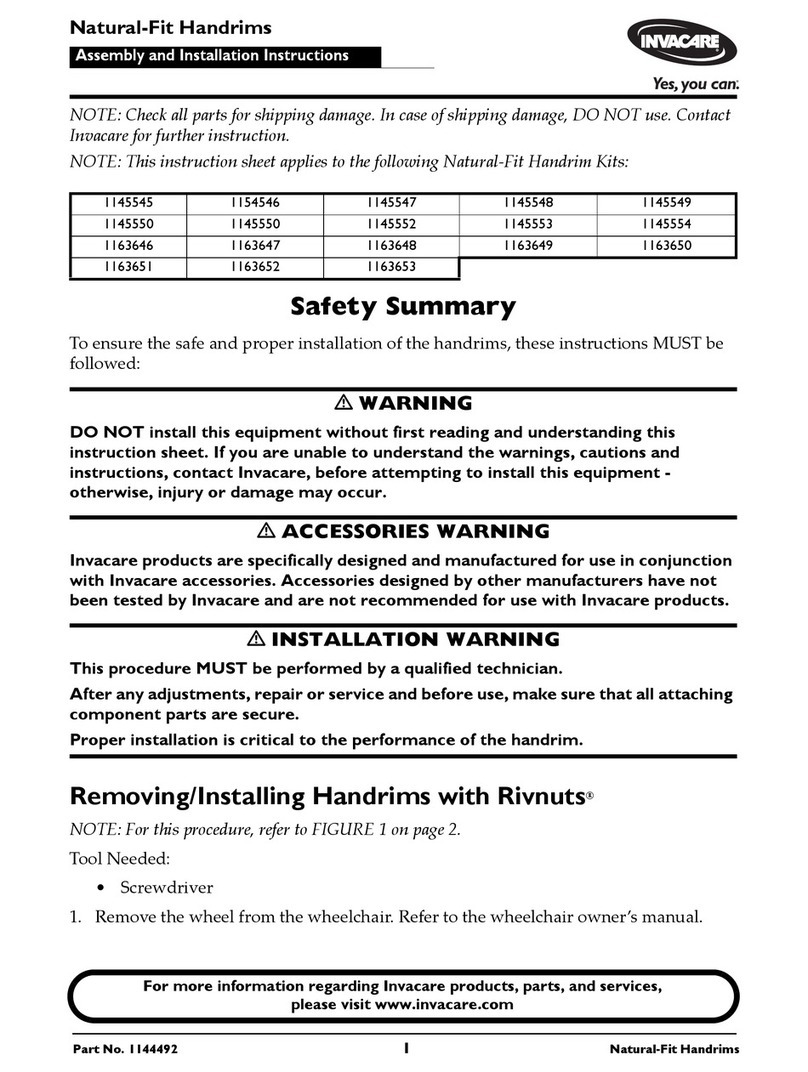 Invacare 1144492 Assembly and installation instructions Invacare 1144492 Assembly and installation instructions