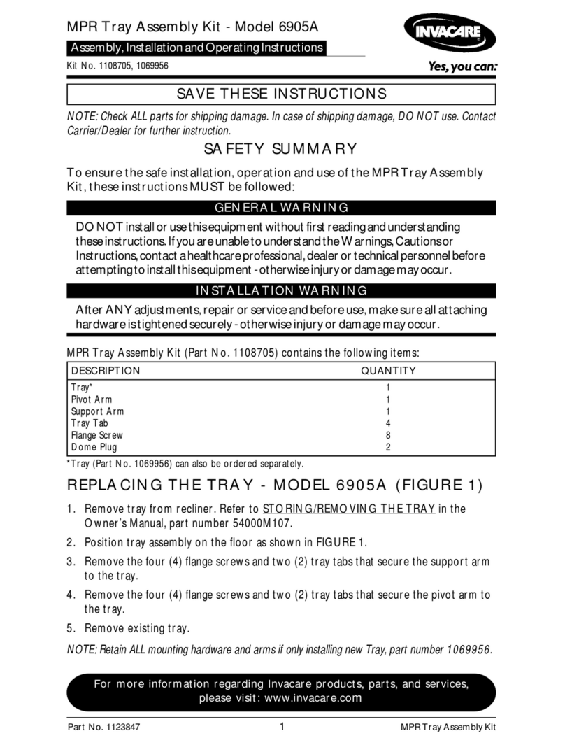 Invacare 1069956 Assembly, installation and operating instructions Invacare 1069956 Assembly, installation and operating instructions