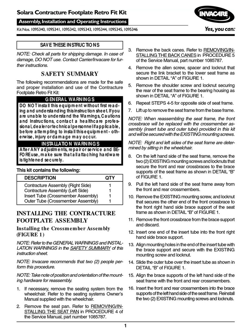 Invacare 1095340 User manual Invacare 1095340 User manual