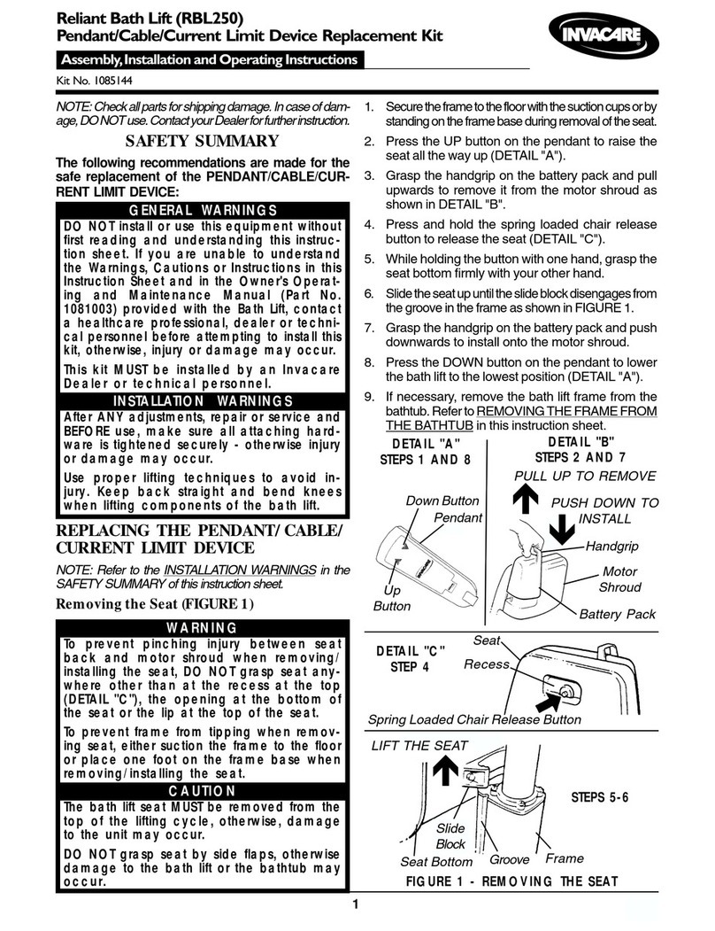 Invacare 1085144 Installation and operating instructions