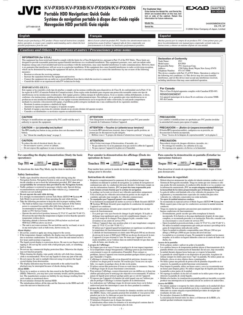 JVC KVPX9BN - EXAD eAvinu - Automotive GPS... User manual JVC KVPX9BN - EXAD eAvinu - Automotive GPS... User manual