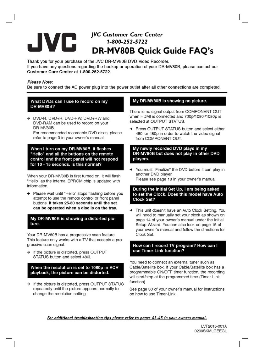 JVC DRMV80B - DVDr/ VCR Combo quick guide