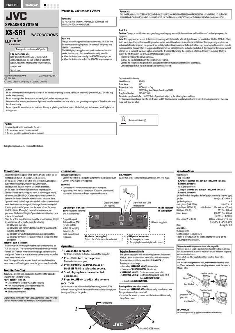 JVC XS-SR1 User manual