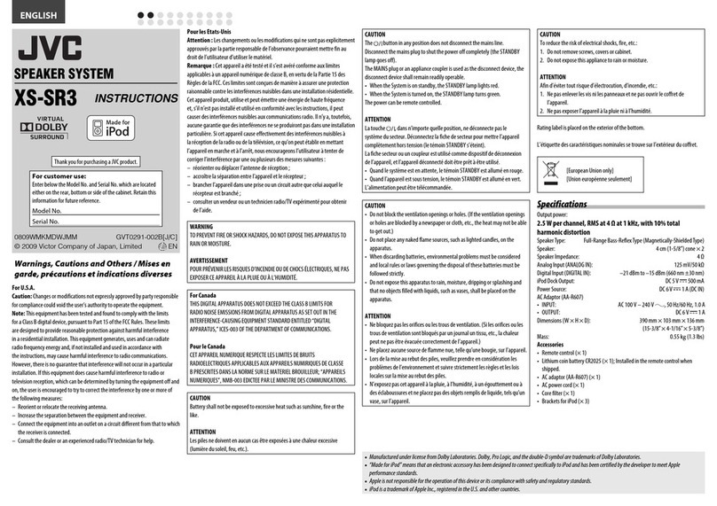 JVC XS-SR 3 instructions