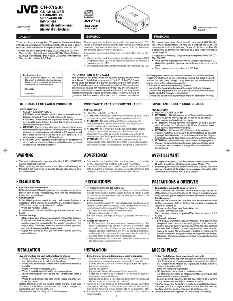 JVC CHX1500 - CD Changer instructions