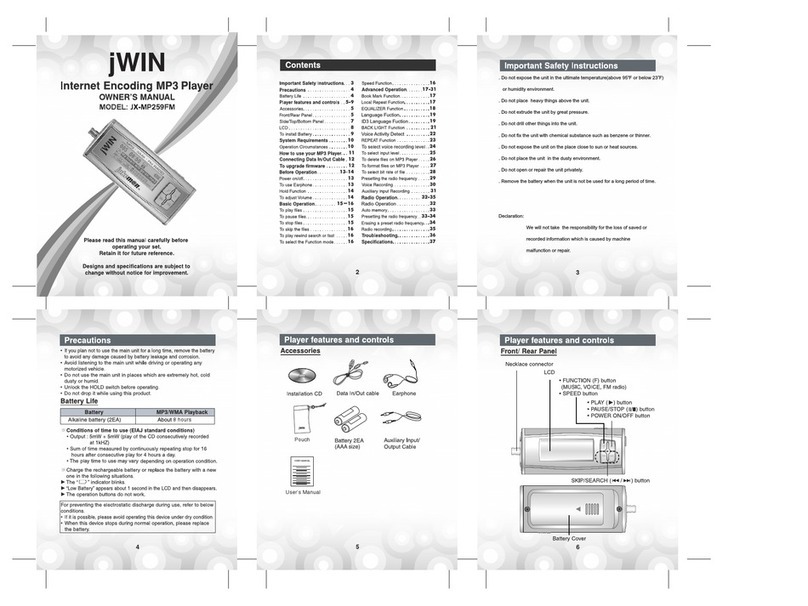 jWIN JX-MP259FM User manual