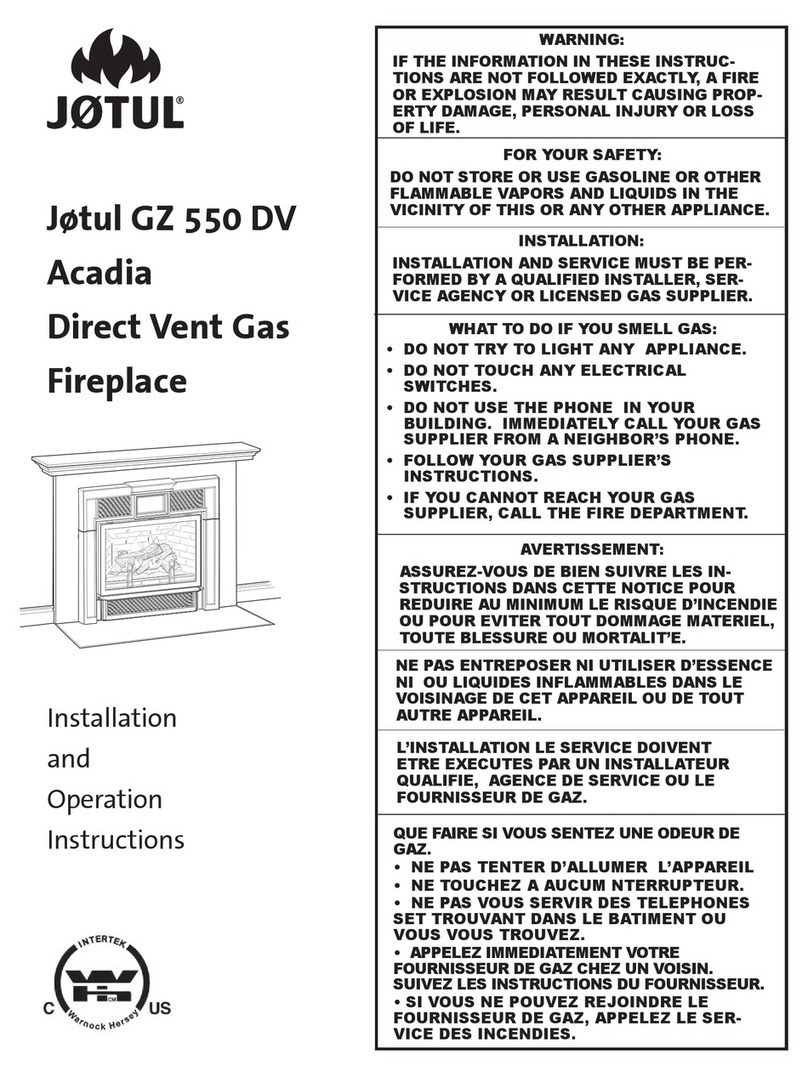 Jøtul Direct Vent Gas Fireplace GZ550s Installation and operation instructions