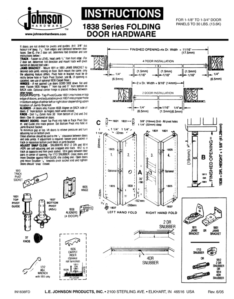 Johnson Hardware 1838 Series instruction manual