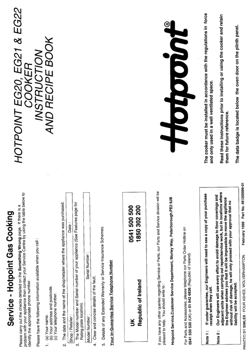 Hotpoint EG22 Quick guide