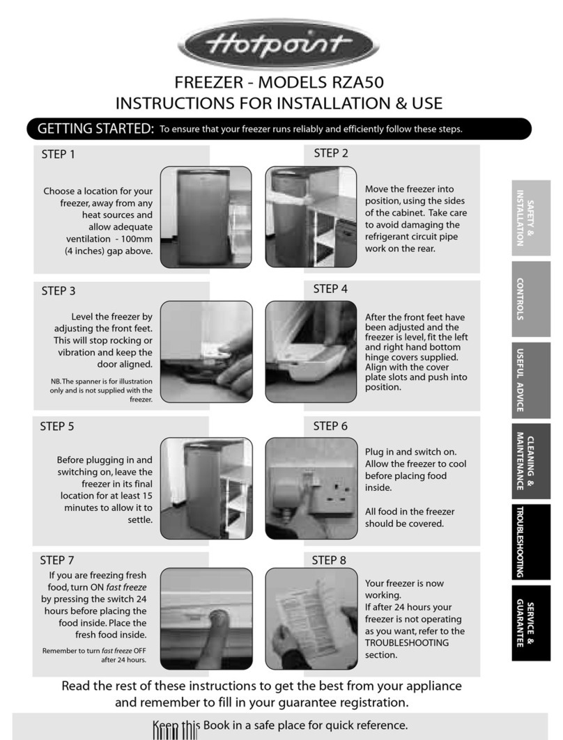 Hotpoint RZA50 Instructions for installation and use Hotpoint RZA50 Instructions for installation and use
