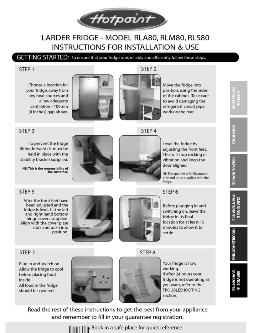 Hotpoint RLA80 Instructions for installation and use