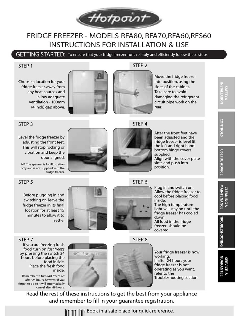 Hotpoint RFA60 Instructions for installation and use