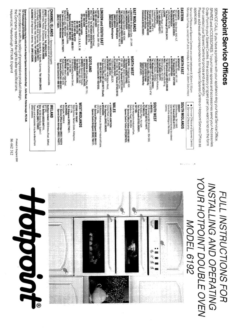 Hotpoint 6192 Full Instructions for Installing and Operating