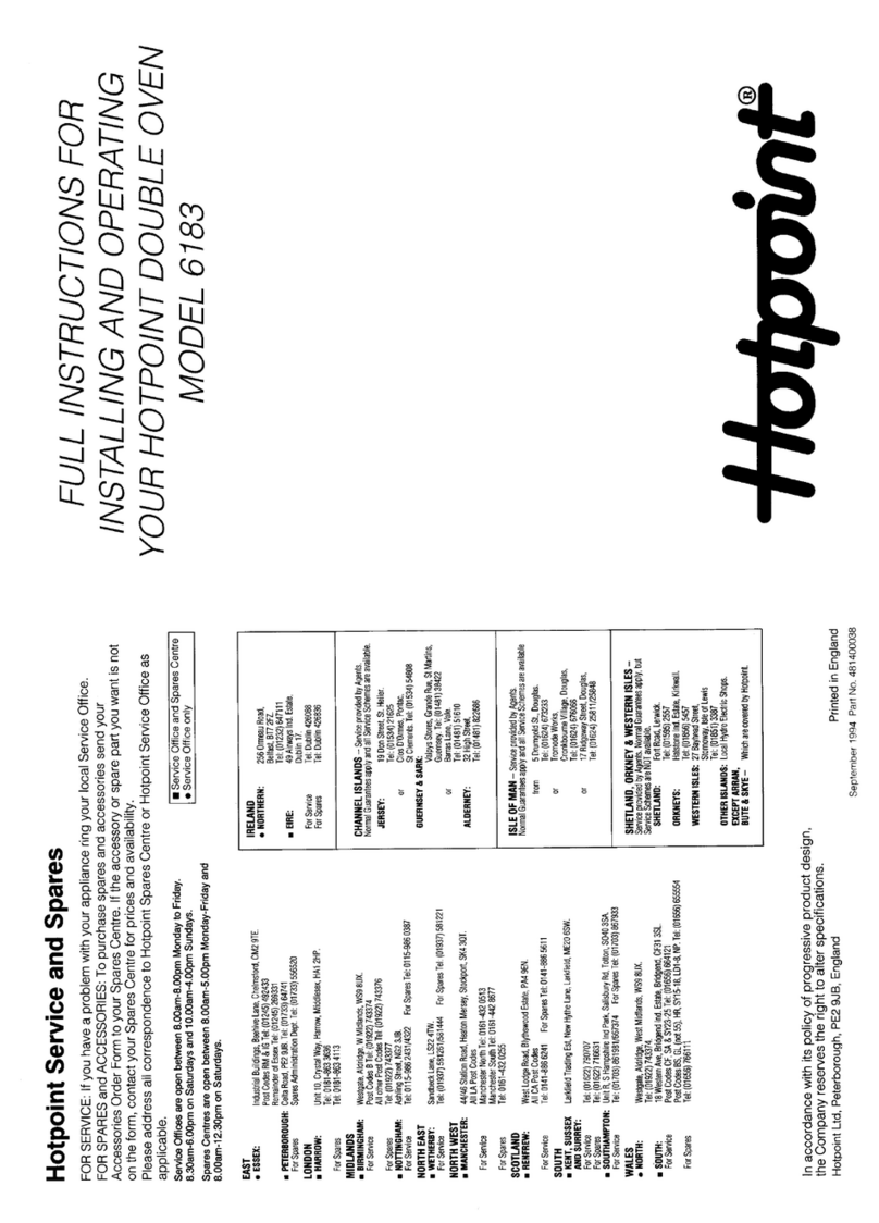 Hotpoint 6183 Full Instructions for Installing and Operating