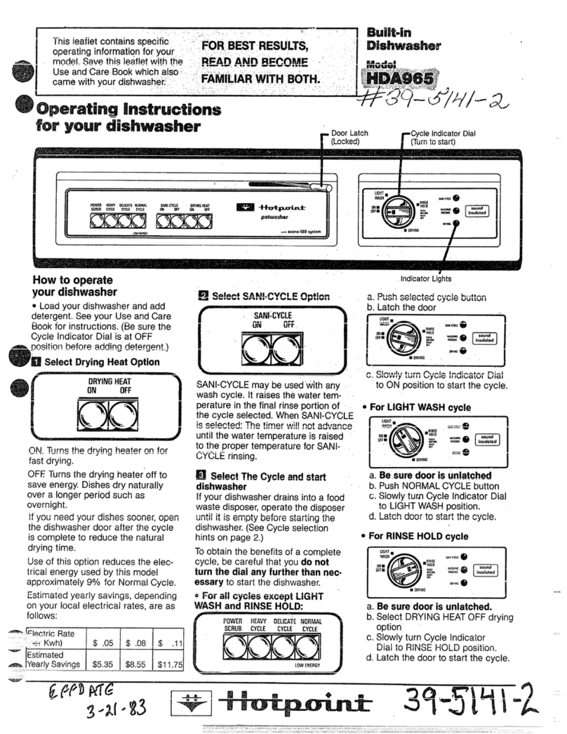 Hotpoint HDA965 operating instructions